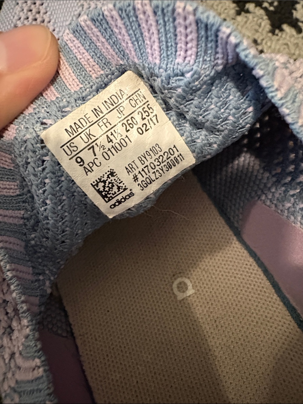adidas Women’s Light Lavender Knit Lace-Up Sneakers with White Stripes - Picture 6 of 6